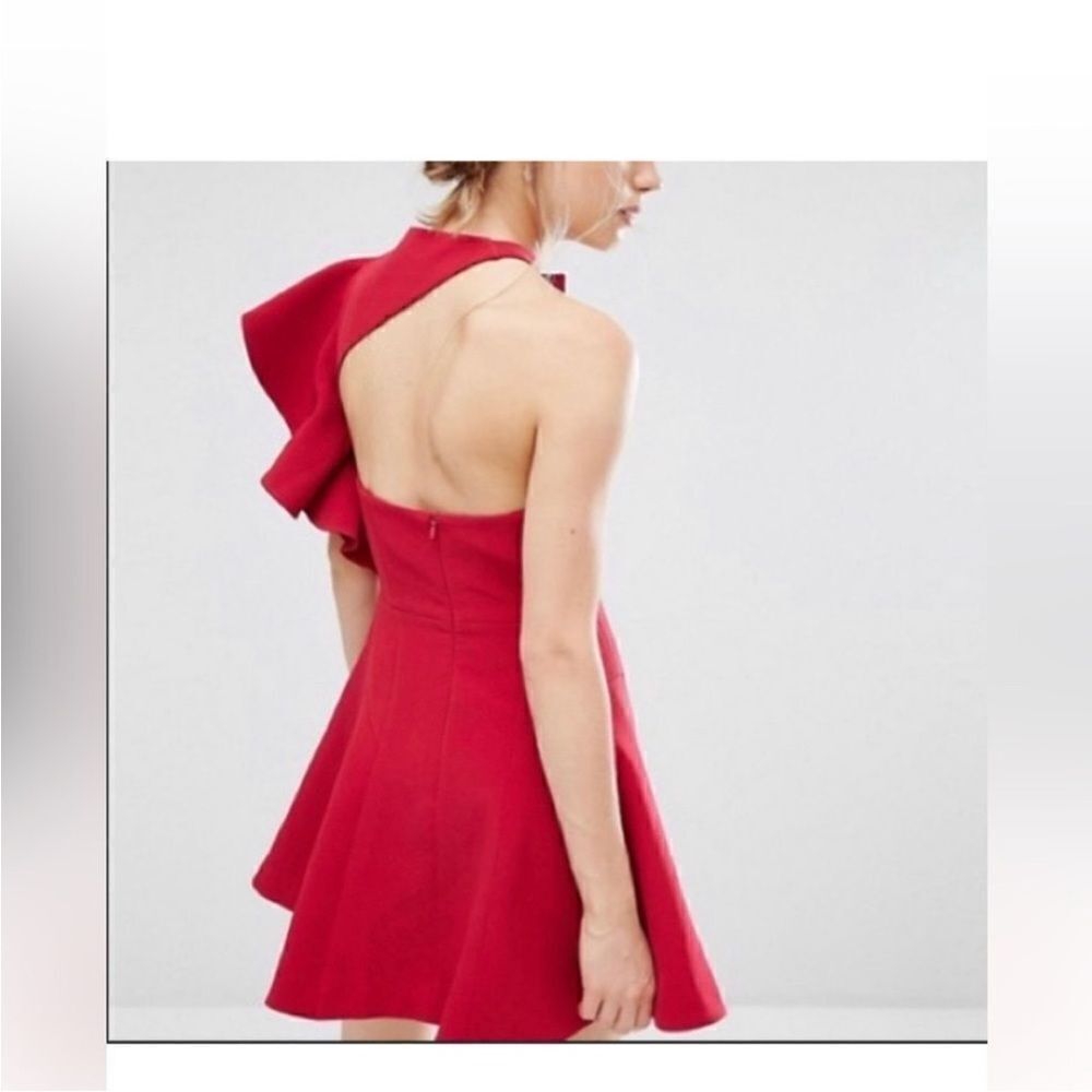 C/Meo Collective Chic One-Shoulder Red Dress with Ruffle Detail, S - Picture 4 of 13